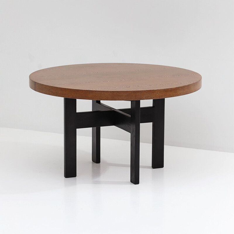 Vintage round wenge dining table, 1970s