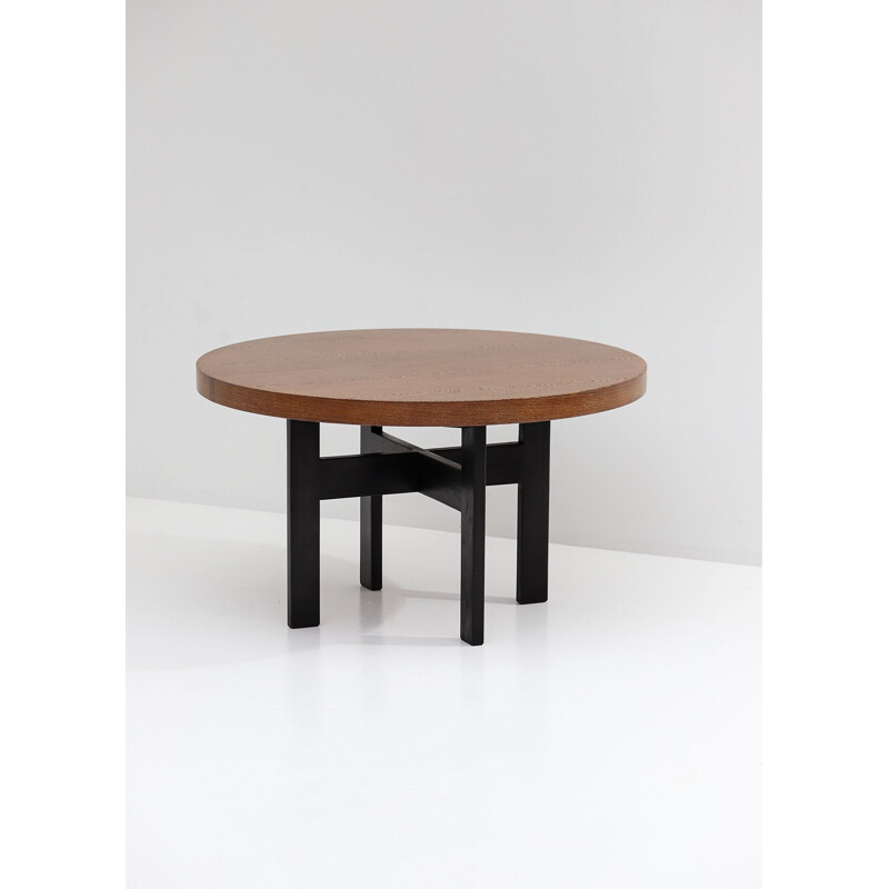 Vintage round wenge dining table, 1970s