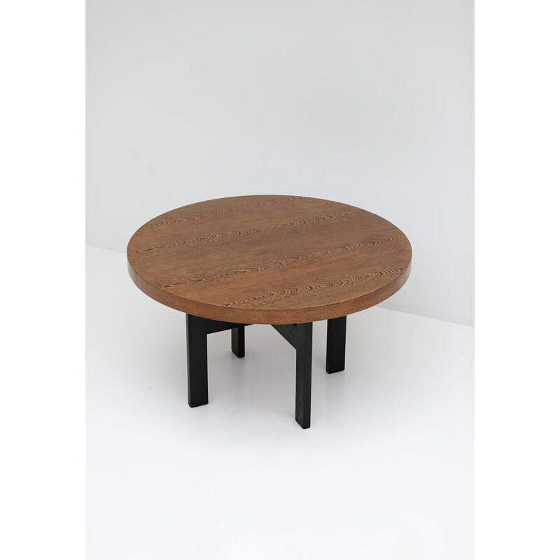 Vintage round wenge dining table, 1970s