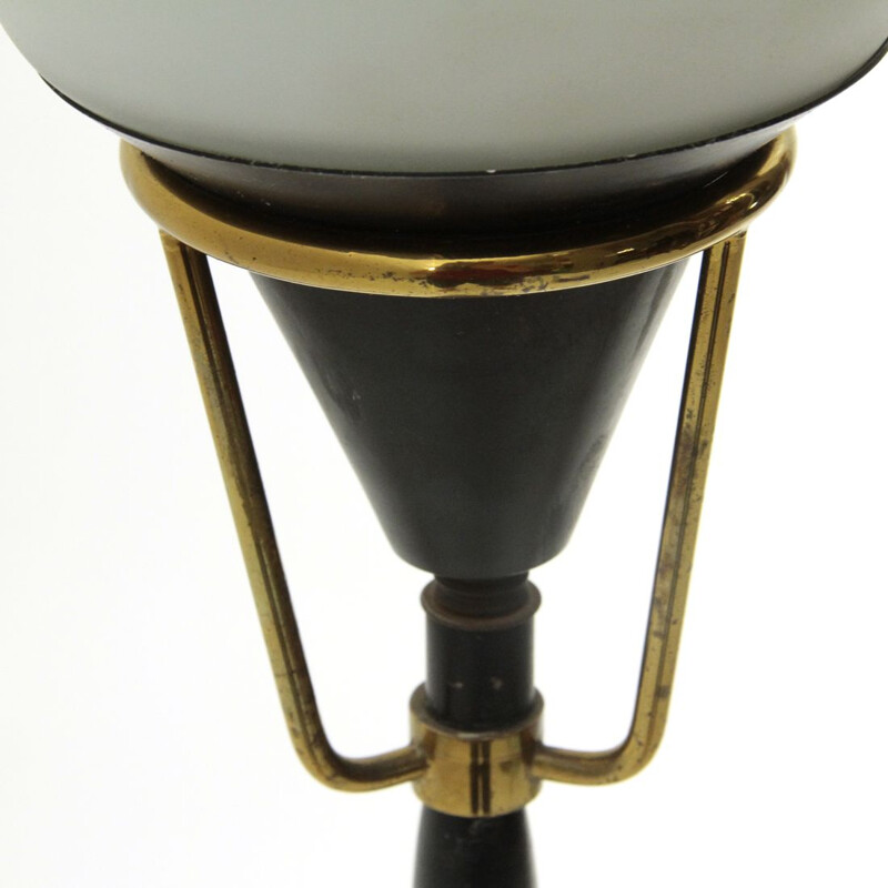 Lámpara de pie de cristal opalino vintage, Italia, 1950