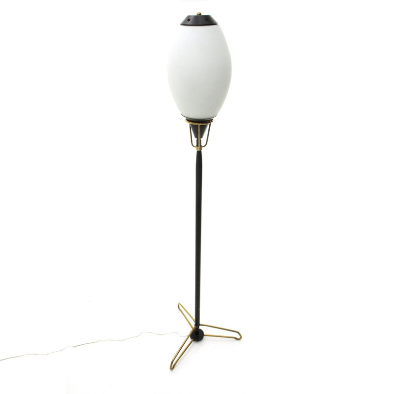 Vintage opaline glass floor lamp, Italy, 1950s