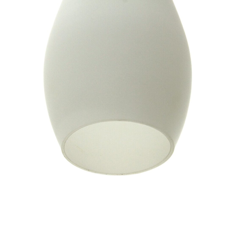 Vintage white glass pendant lamp, Italy, 1950s