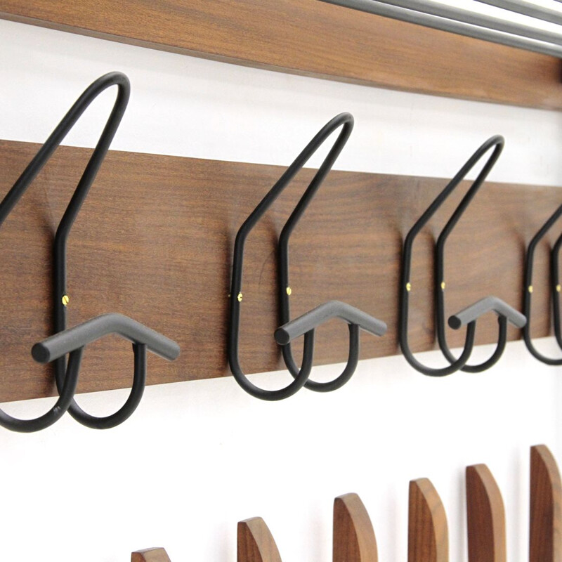 Vintage coat rack with mirror and drawer, 1960s