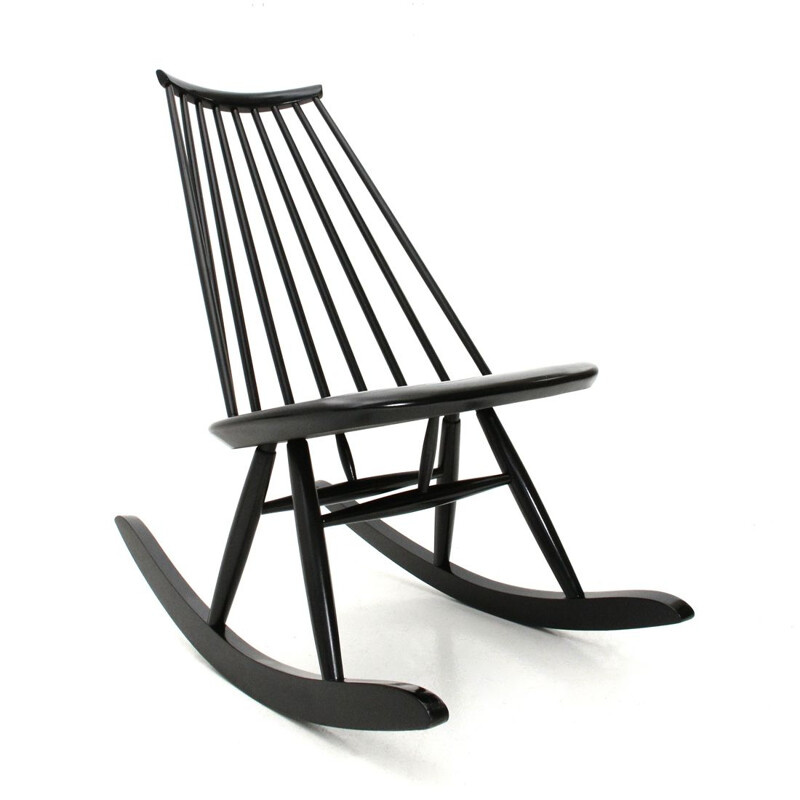 Vintage black "Mademoiselle" rocking chair by Ilmari Tapiovaara for Artek, 1950s