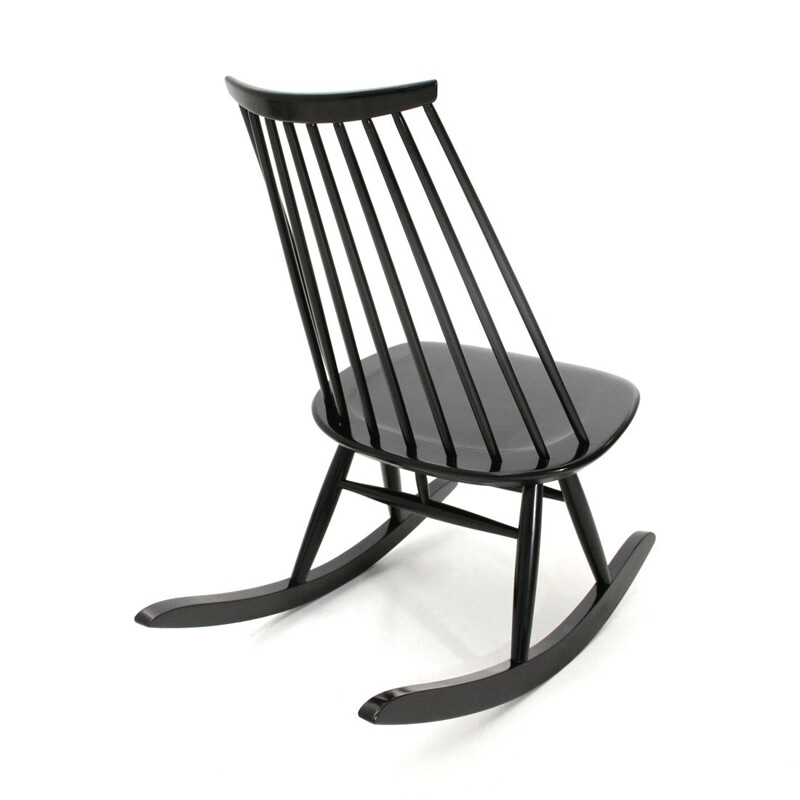 Vintage black "Mademoiselle" rocking chair by Ilmari Tapiovaara for Artek, 1950s