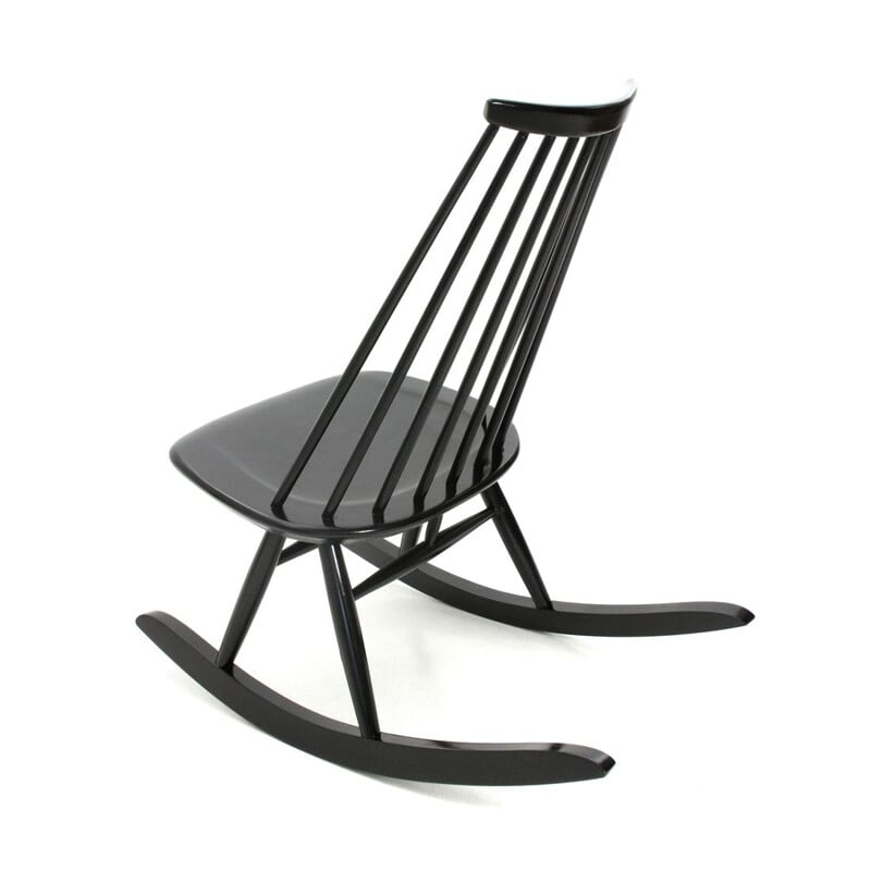 Vintage black "Mademoiselle" rocking chair by Ilmari Tapiovaara for Artek, 1950s