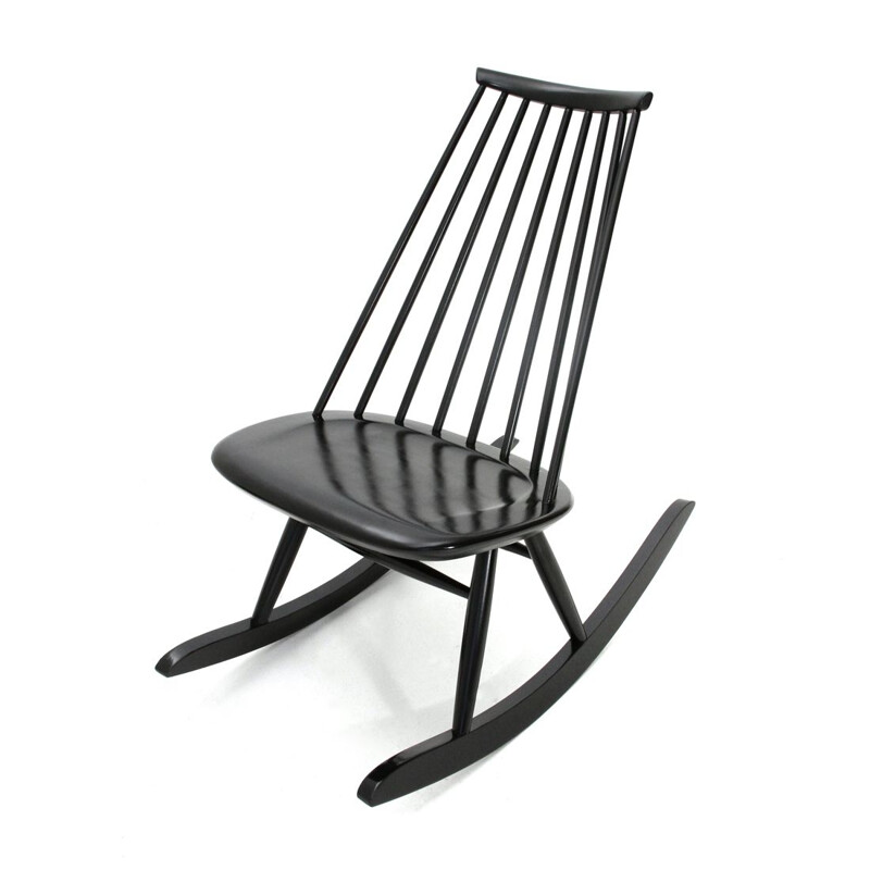 Vintage black "Mademoiselle" rocking chair by Ilmari Tapiovaara for Artek, 1950s