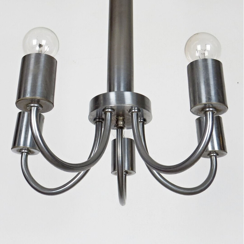 Vintage chromed steel chandelier 1930s