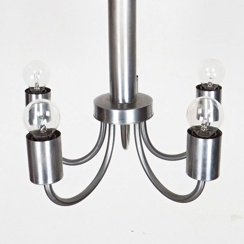 Vintage chromed steel chandelier 1930s