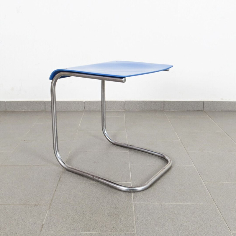 Vintage blue stool, bauhaus style, 1930
