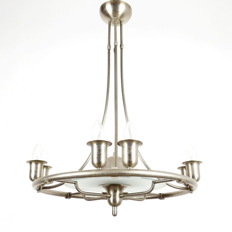 Vintage chromed and glass Chandelier 1930s