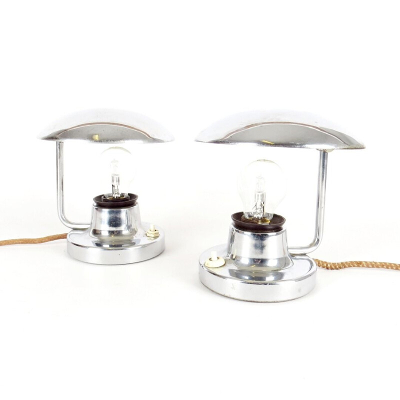 Pair of Table chromed Lamps by Napako 1930