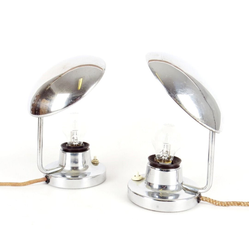 Paire de lampes de table Napako chromées 1930