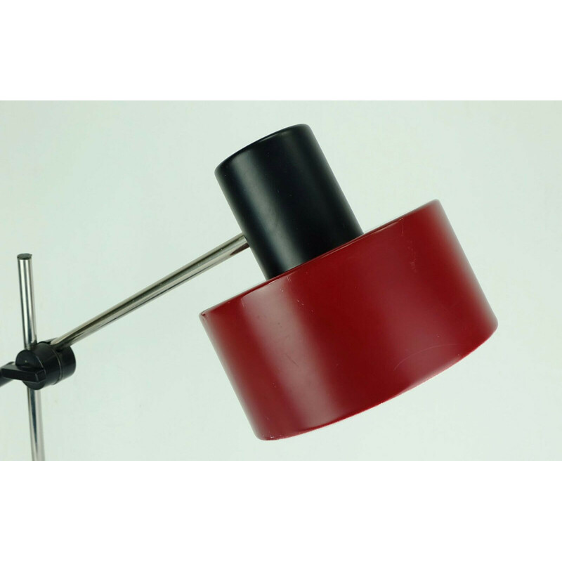 Red and black metal chrome vintage desk lamp by Gura, 1960s