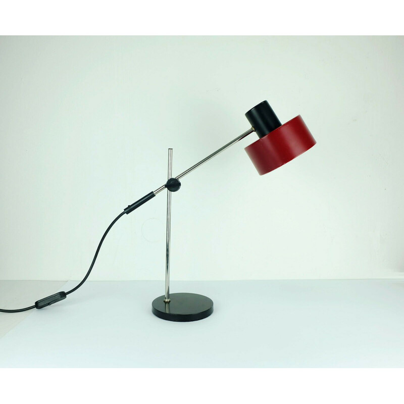 Red and black metal chrome vintage desk lamp by Gura, 1960s