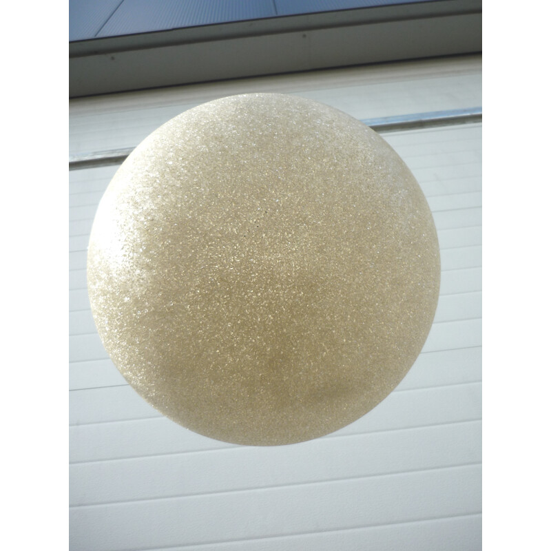 Vintage hanging lamp in pearl grey plastic - 1960s