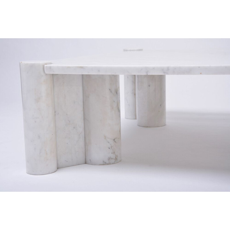 Table basse vintage blanche marbre modèle Jumbo par Gae Aulenti pour Knoll International, 1964