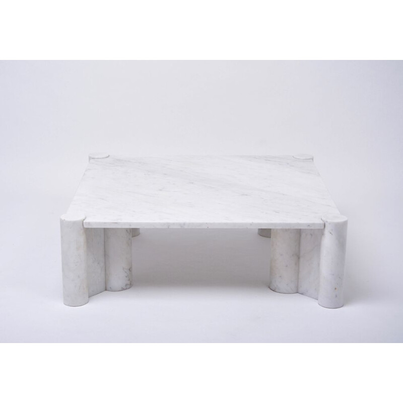 Table basse vintage blanche marbre modèle Jumbo par Gae Aulenti pour Knoll International, 1964