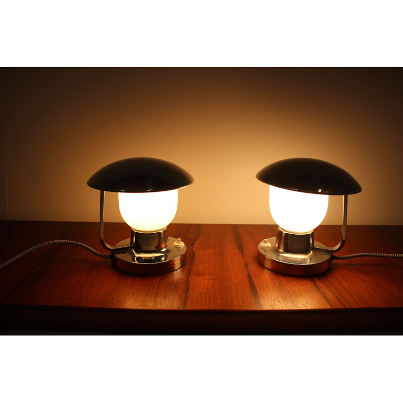 Pair of vintage table lamps by Napako, Czechoslovakia 1950