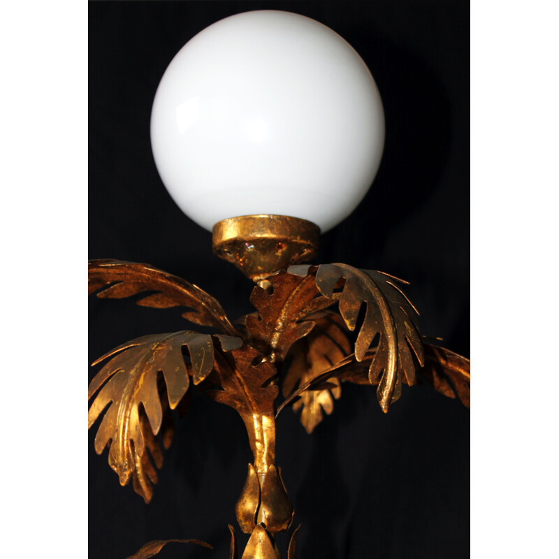 Vintage palm lamp in gilded metal, Hans Kogl 1970