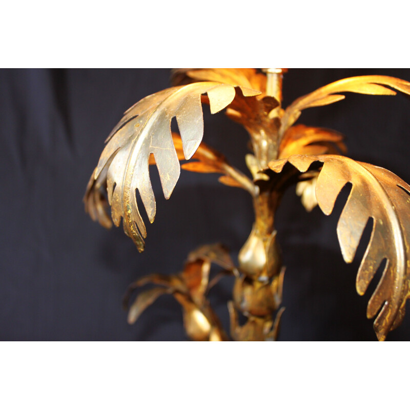 Vintage palm lamp in gilded metal, Hans Kogl 1970