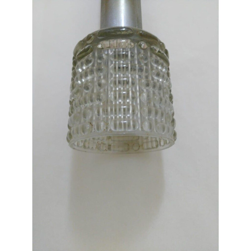 Pareja de lámparas de araña vintage de metal y cristal de Gaetano Sciolari, 1960