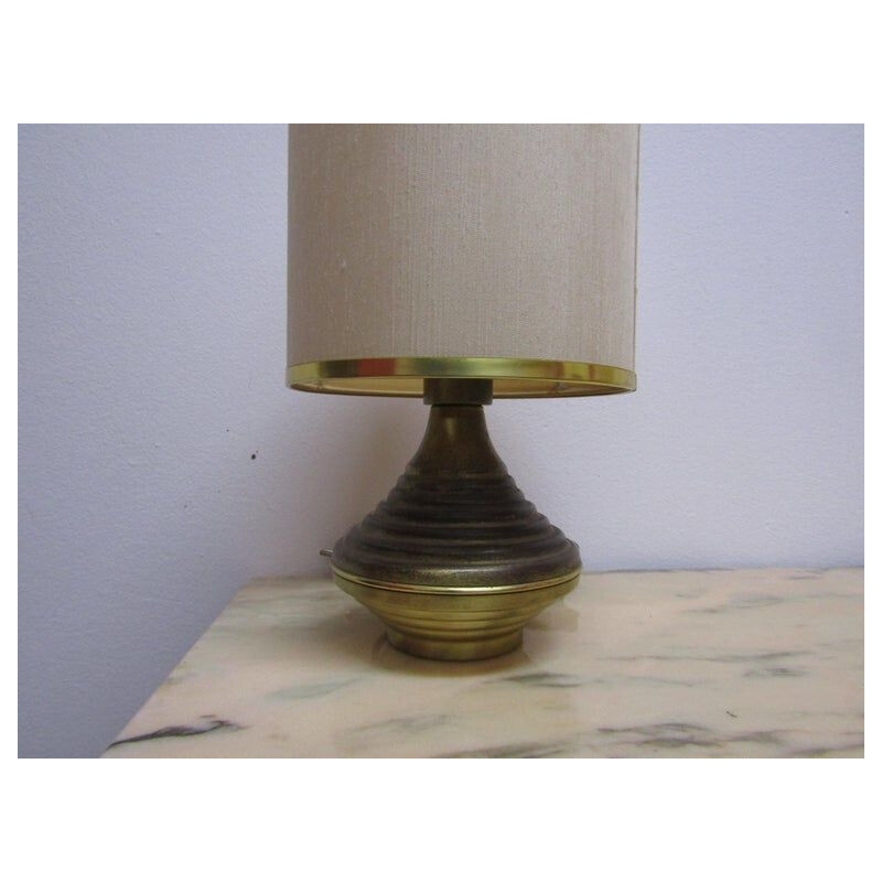 Set of 2 vintage table lamps in antique brass