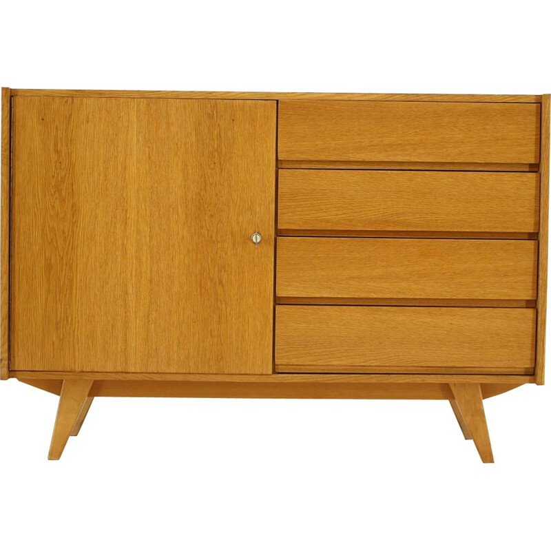 Vintage oak wood chest of drawers by Jiří Jiroutek, Czechoslovakia, 1960s