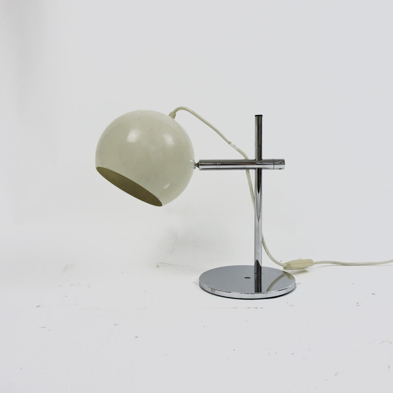 Lampada da tavolo sferica vintage color crema, 1960