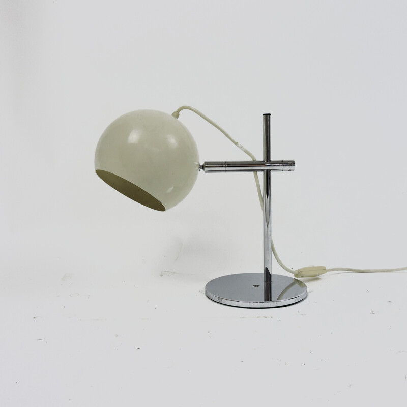 Vintage cream colored spherical desk lamp, 1960s