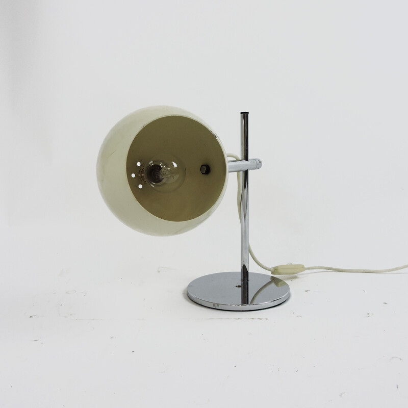 Vintage cream colored spherical desk lamp, 1960s