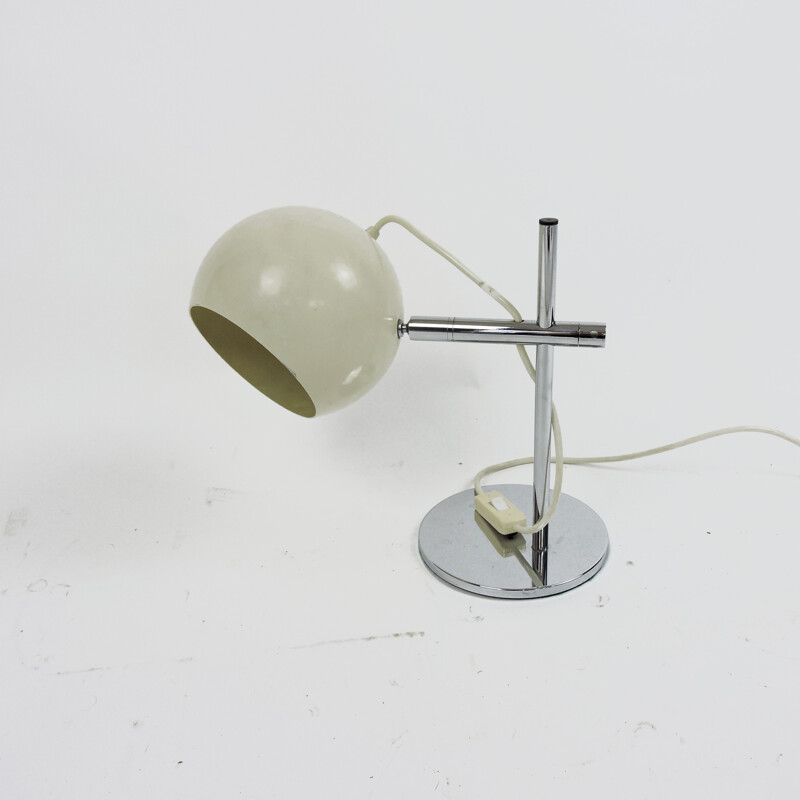 Lampe de bureau vintage sphérique couleur crème, 1960