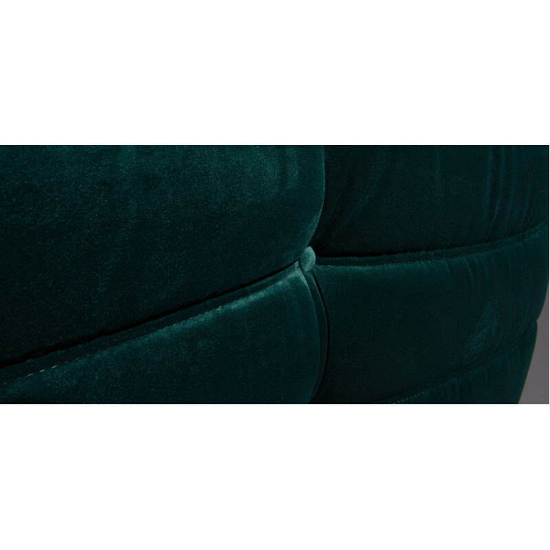 Vintage "Togo" 1-seater sofa in dark green velvet by Michel Ducaroy for Ligne Roset