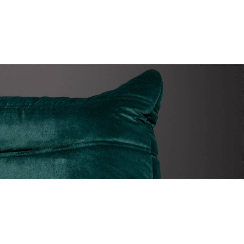 Vintage "Togo" 1-seater sofa in dark green velvet by Michel Ducaroy for Ligne Roset