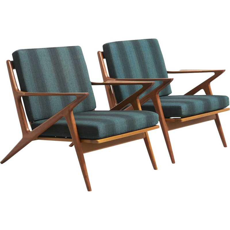 Ensemble de 2 fauteuils en teck vintage "Z-Chairs" par Poul Jensen, Danemark, 1957