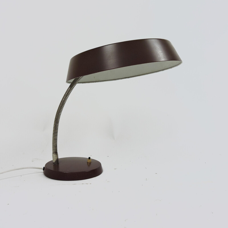 Vintage bruine verstelbare bureaulamp, 1960