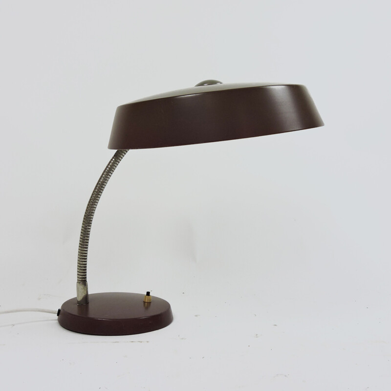 Brown vintage adjustable desk lamp, 1960