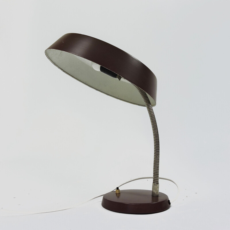 Vintage bruine verstelbare bureaulamp, 1960