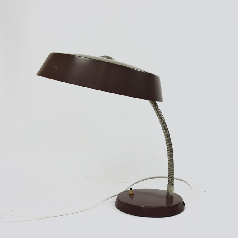 Brown vintage adjustable desk lamp, 1960