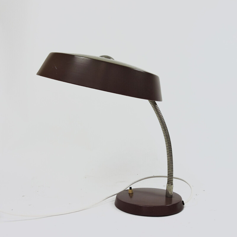 Lámpara de escritorio vintage regulable marrón, 1960