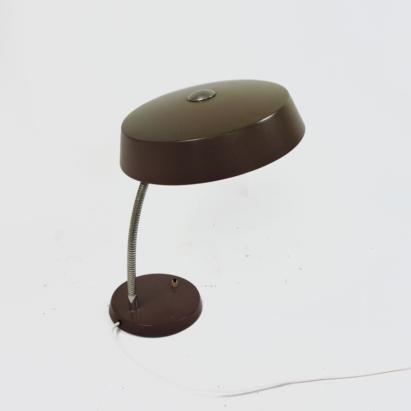 Vintage bruine verstelbare bureaulamp, 1960