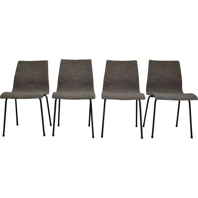 Suite of 4 vintage chairs by René Jean Caillettefor Group IV Charron