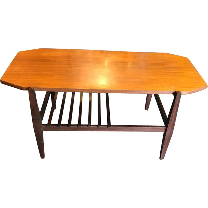 Vintage Italiaanse achthoekige houten salontafel, 1960