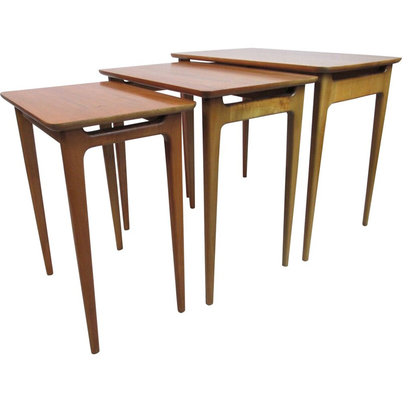 Set of 3 vintage coffee tables, Lotos, Germany, 1960s