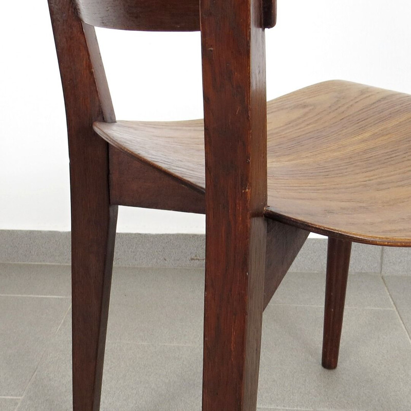Vintage wooden chair, Czechoslovakia