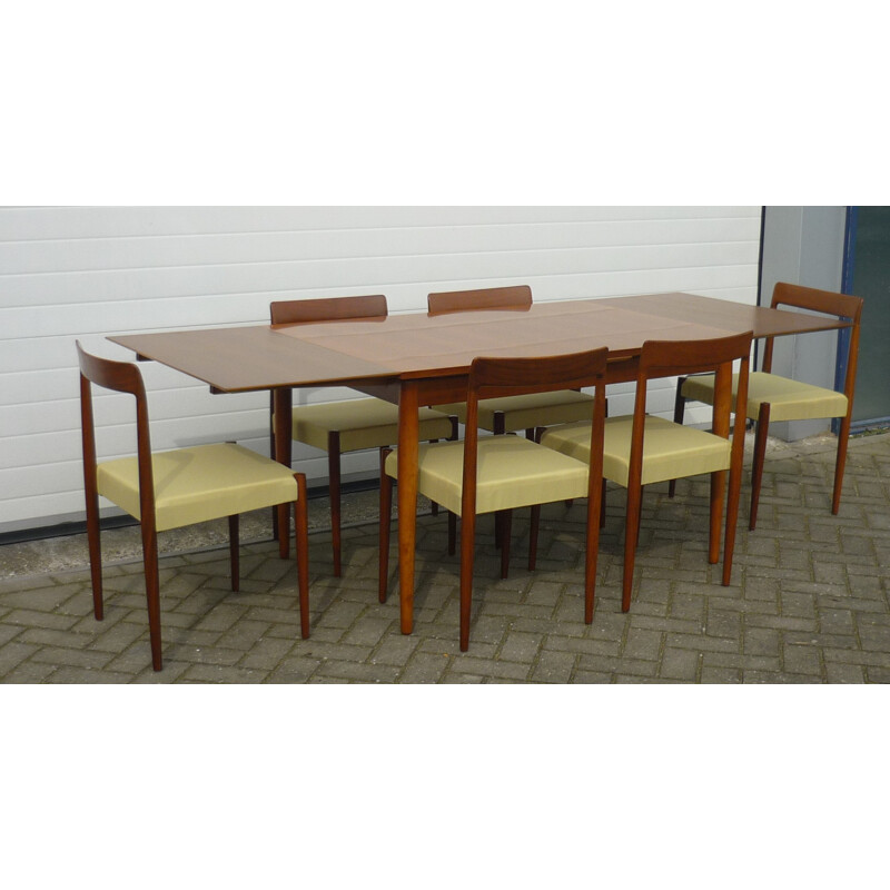 Ensemble table et 6 chaises à repas en palissandre Lubke - 1970