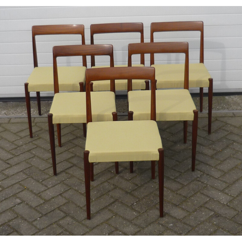 Ensemble table et 6 chaises à repas en palissandre Lubke - 1970