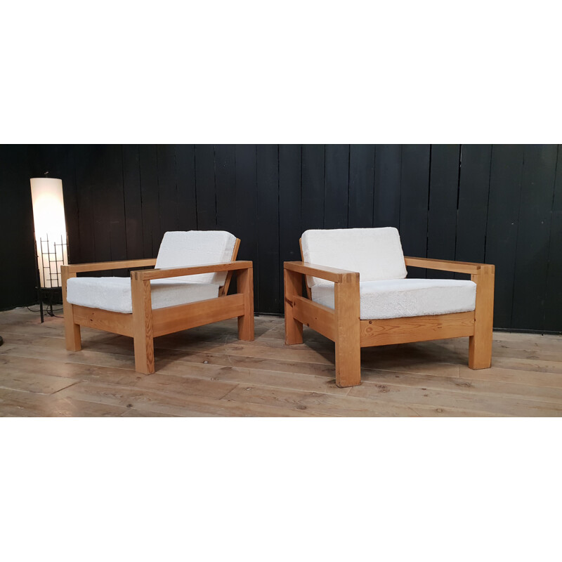 Set of 2 vintage Asko oak armchairs