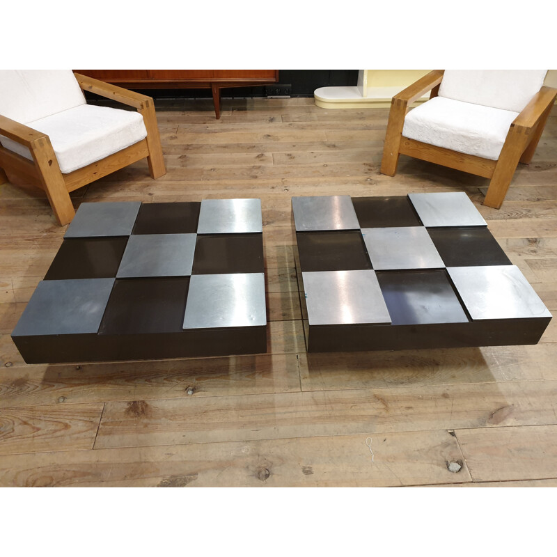 Set of 2 vintage coffee tables, 1970s