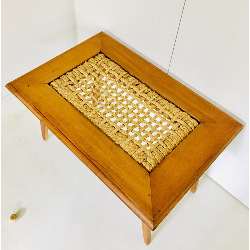 Table basse vintage en hêtre par Adrien Audoux et Frida Minet, 1950